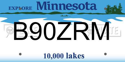 B90ZRM Minnesota License Plate