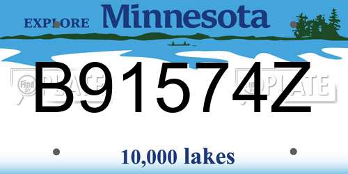 B91574Z Minnesota License Plate
