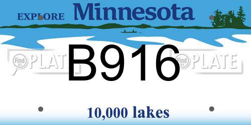 B916 Minnesota License Plate