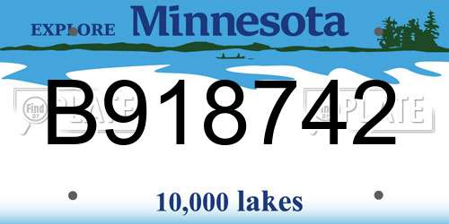 B918742 Minnesota License Plate