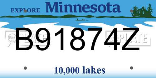 B91874Z Minnesota License Plate