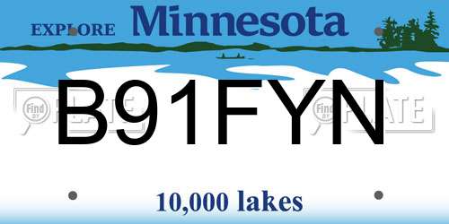 B91FYN Minnesota License Plate