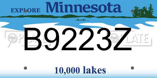 B9223Z Minnesota License Plate