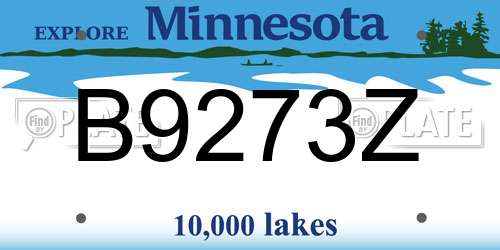 B9273Z Minnesota License Plate