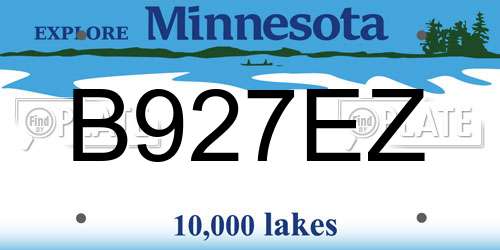 B927EZ Minnesota License Plate