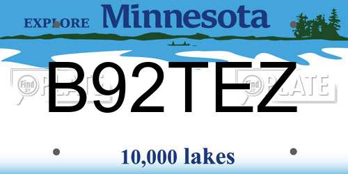 B92TEZ Minnesota License Plate