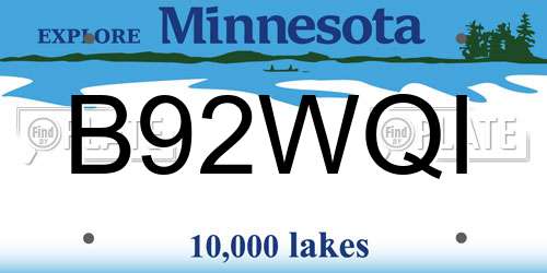 B92WQI Minnesota License Plate