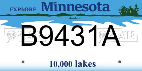 B9431A Minnesota License Plate