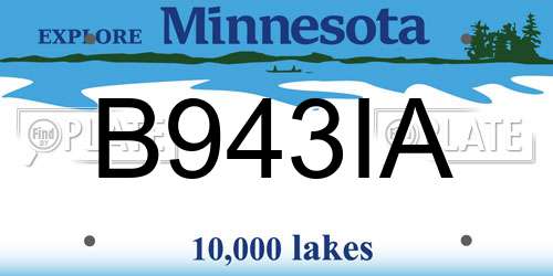 B943IA Minnesota License Plate
