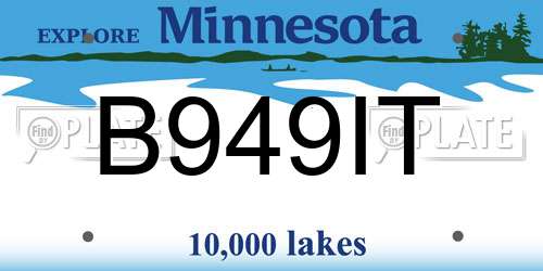B949IT Minnesota License Plate