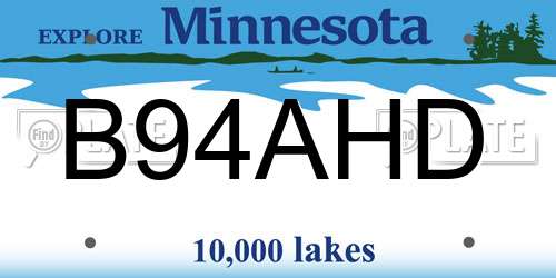 B94AHD Minnesota License Plate