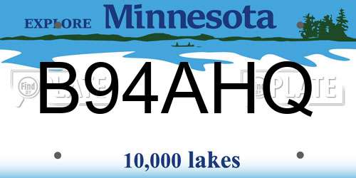 B94AHQ Minnesota License Plate
