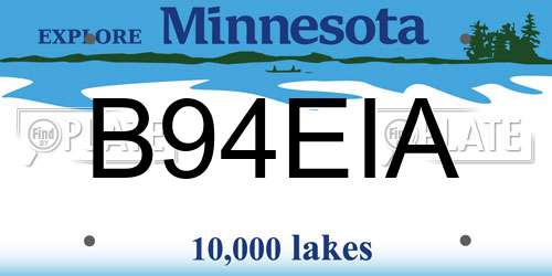 B94EIA Minnesota License Plate
