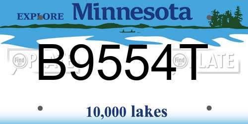 B9554T Minnesota License Plate