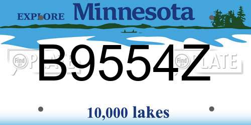 B9554Z Minnesota License Plate