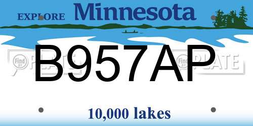 B957AP Minnesota License Plate
