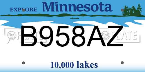 B958AZ Minnesota License Plate