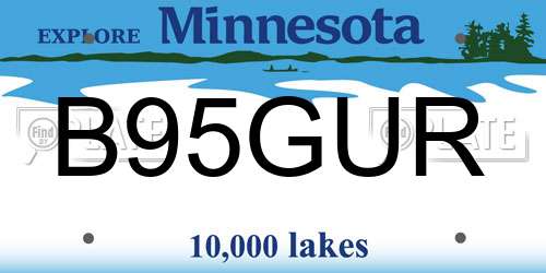 B95GUR Minnesota License Plate