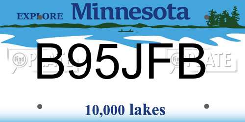 B95JFB Minnesota License Plate