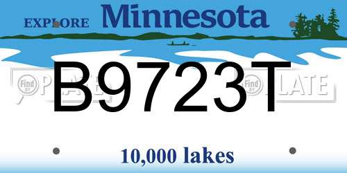 B9723T Minnesota License Plate