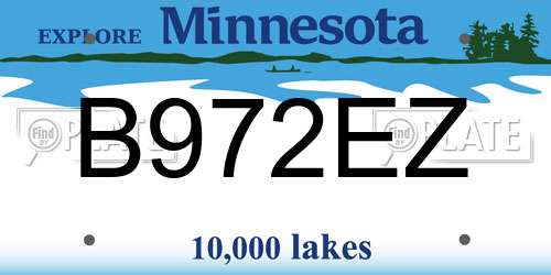 B972EZ Minnesota License Plate