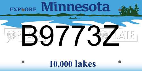 B9773Z Minnesota License Plate
