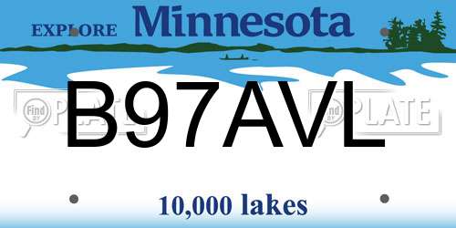 B97AVL Minnesota License Plate