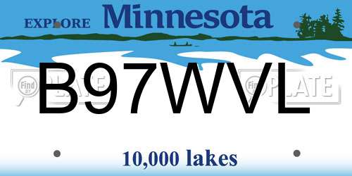 B97WVL Minnesota License Plate