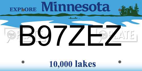 B97ZEZ Minnesota License Plate