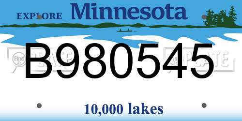 B980545 Minnesota License Plate