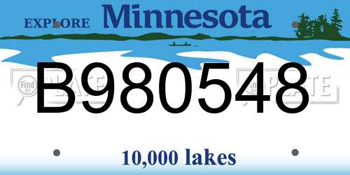 B980548 Minnesota License Plate