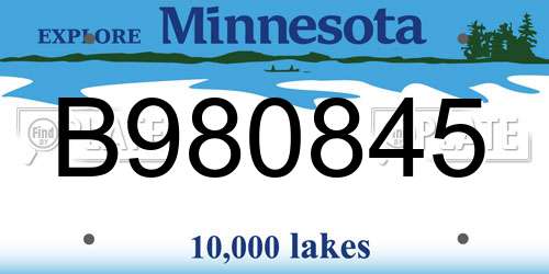 B980845 Minnesota License Plate