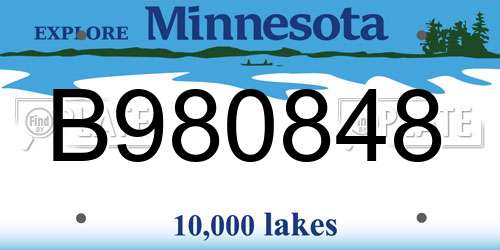 B980848 Minnesota License Plate