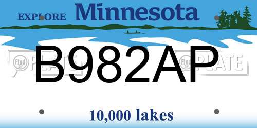 B982AP Minnesota License Plate