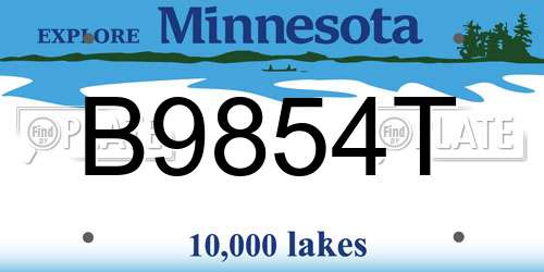 B9854T Minnesota License Plate