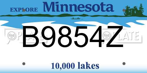 B9854Z Minnesota License Plate