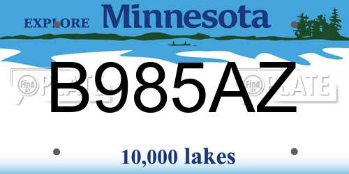 B985AZ Minnesota License Plate