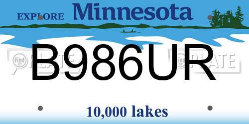 B986UR Minnesota License Plate