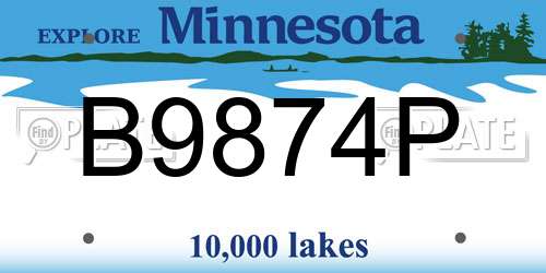 B9874P Minnesota License Plate