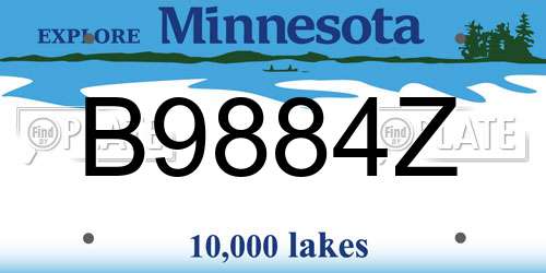 B9884Z Minnesota License Plate