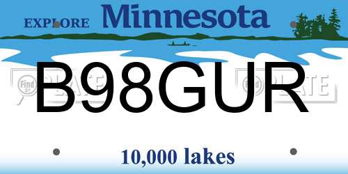 B98GUR Minnesota License Plate
