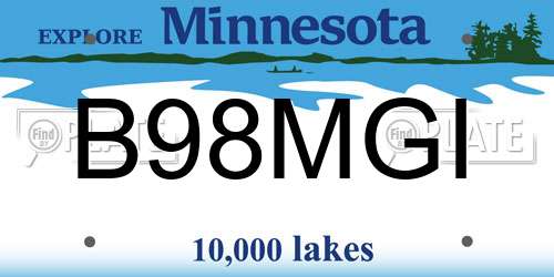 B98MGI Minnesota License Plate