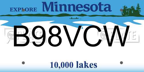 B98VCW Minnesota License Plate