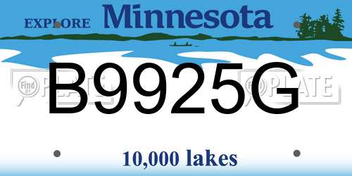 B9925G Minnesota License Plate