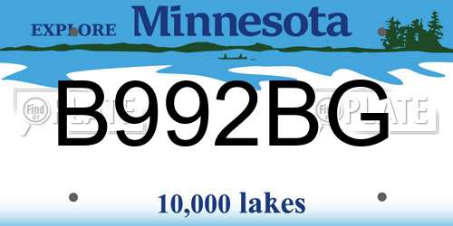 B992BG Minnesota License Plate