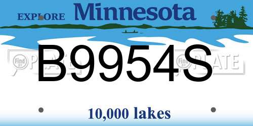 B9954S Minnesota License Plate