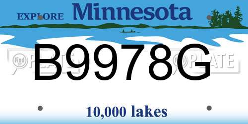 B9978G Minnesota License Plate