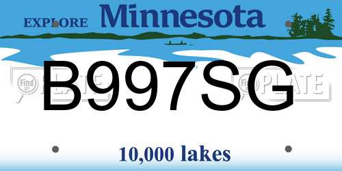 B997SG Minnesota License Plate