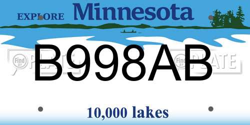 B998AB Minnesota License Plate