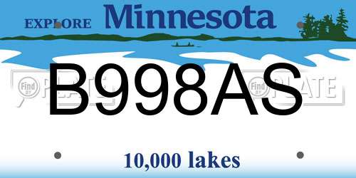 B998AS Minnesota License Plate